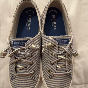Sperry Blue and White Striped Sneakers